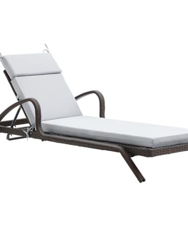 FILUXE Chaise Lounge Cushions Outdoor Furniture, High-Density Foam Chair Cushion with Ties, Weather & Fade Resistant - Patio Recliner Chairs Cushions for Lawn,Pool & Beach 72x21x3 Inch, Grey