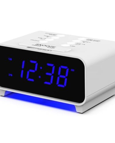 Emerson CKS1500 SmartSet Dual Alarm Clock Radio with AM/FM, 0.9” Blue LED Display, 4-Level Dimmer, Blue Accent Light, Sleep Timer & Auto Time Setting