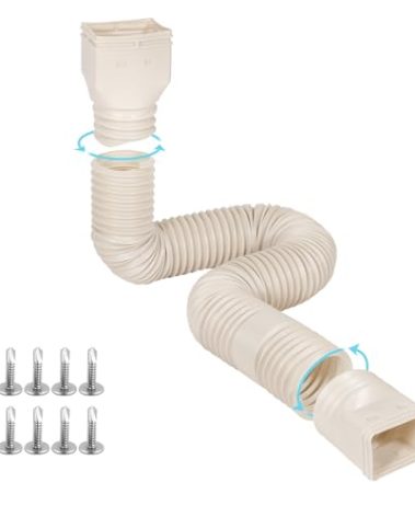 plusgutter Rain Gutter Downspout Extensions Flexible, Drain Downspout Extender,Down Spout Drain Extender, Gutter Connector Rainwater Drainage,Extendable from 21 to 68 Inches(1Pack, Limestone)