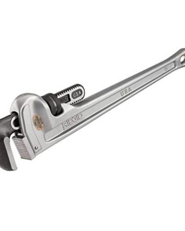 RIDGID 31105 Model 824 Aluminum Straight Pipe Wrench, 24-inch Plumbing Wrench, grey