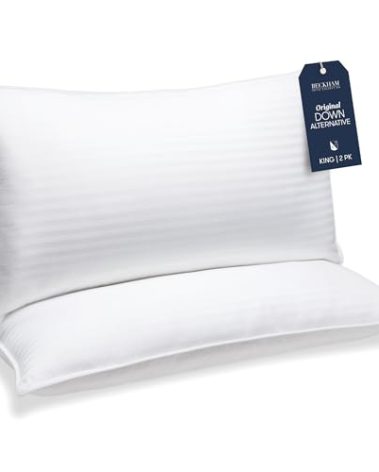 Beckham Hotel Collection Bed Pillows King Size Set of 2 - Down Alternative Pillow for Back, Stomach or Side Sleepers