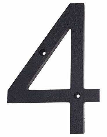 Pearl Sign Co. Black 8" Floating House Address Number 4, Large Modern Style