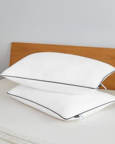 Acanva Cooling Bed Pillows for Sleeping, Luxury Hotel Quality 3D Microfiber Filling with Breathable Cover for Side Back and Stomach Sleepers, Reduces Neck Pain, Standard (Pack of 2), Black 2 Count