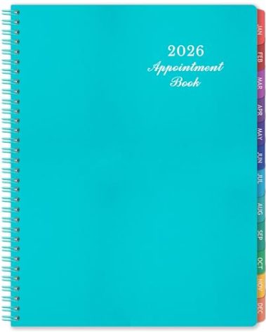 2026 Weekly Appointment Book & Planner - Daily Hourly Planner 2026, 9" x 11", January 2026 - December 2026, 30-Minute Interval, Lay - Flat, Spiral Binding, Thick Paper - Teal Green