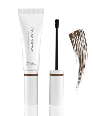 Rumi Cosmetiques PowerBrow+ Tinted Eyebrow Gel For Mature Women - Defines, Fills, Thickens Brows - 2-in-1 Formula - Natural Color, Quick Fixing, Long-Lasting - Hypoallergenic