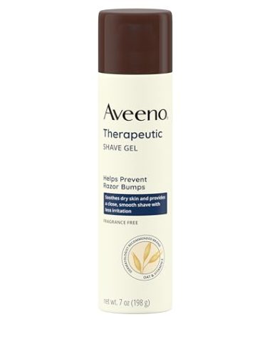 Aveeno Therapeutic Shave Gel with Oat and Vitamin E to Help Prevent Razor Bumps, Soothes Dry Skin and Provides a Close, Smooth Shave with Less Irritation, Fragrance-Free, 7 oz
