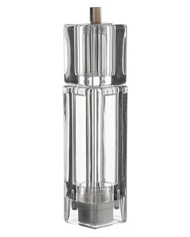Majestic Malts 7"" Acrylic Salt Shaker and Pepper Mill Grinder Combo (Unfilled) - Elegant Tabletop Luxury for Freshly Ground Peppercorn or Spices, Clear