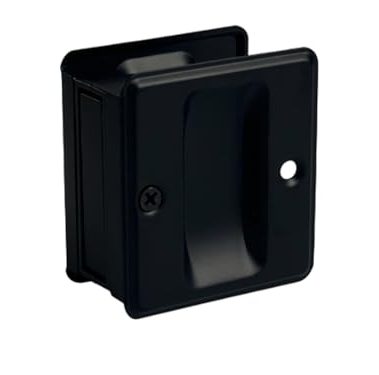 QCAA Solid Brass Sliding Pocket Passage Door Pull, Matte Black, Made in Taiwan, 1 Pack
