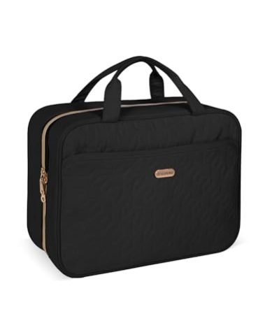 BALULHG Black Toiletry Bag, Makeup Organizer, Travel Bag For Women Mens Toiletries, Waterproof with Hanging Hook, Large Capacity