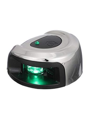 Attwood NV2012SSG-7 LightArmor 2-Mile Navigation Deck Mount Sidelight, Green LED Lighting, Round Stainless Housing