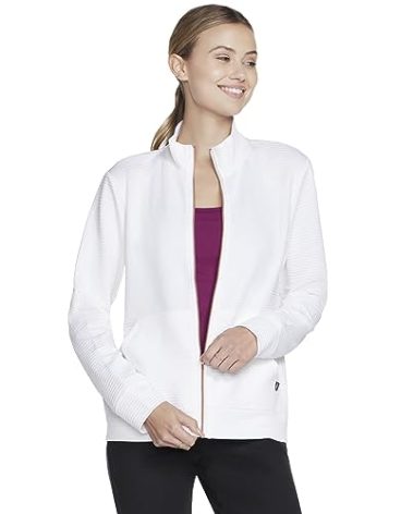 Skechers Women's Go Walk Hoodless Hoodie Jacket, White, XS
