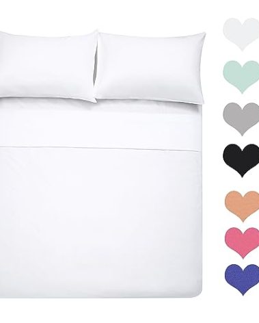 Best Season 400 Thread Count Cotton Queen Size Sheet Set (White Color) 4 Piece - 100% Long Staple Cotton Sheets Set, Soft Cotton Bed Sheets Sets with Deep Pocket fit Upto 16 inch