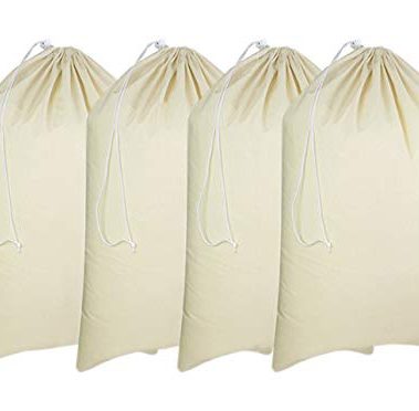 Urban Villa Laundry Bags Canvas Dirty Clothes Travel Laundry Bag Machine Washable|Reusable Hamper Liner Bag for Garments Delicates Lingerie with Drawstring Closure 4 Pack|Size 28 x 36 Inches