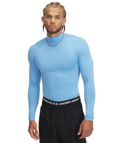 Under Armour Men's ColdGear Armour Compression Mock, (475) Carolina Blue/White/White, Medium