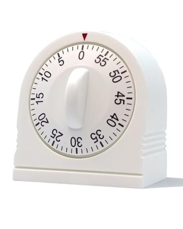 60 Minute Wind Up Timer, Visual Mechanical Timer with Loud Alarm, Manual Countdown Timers for Classroom, Home, Study and Cooking (White)