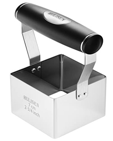 HULISEN Square Biscuit Cutter, 2.75 Inch Stainless Steel Cookie Cutter with Soft Grip Handle for Thick Dough, Professional Baking Dough Tools, Dishwasher Safe, Gift Package (2.75" Square Cutter)