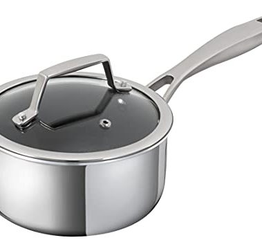 Kuhn Rikon Peak Non-Stick Saucepan with Glass Lid, 7.05 inch/18 cm