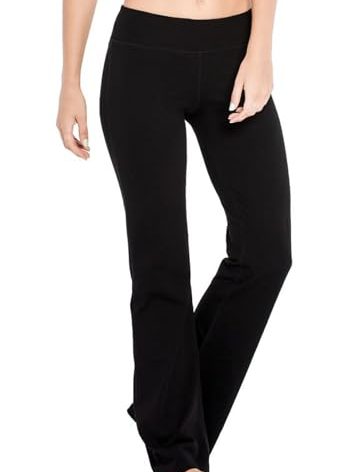 Houmous S-XXXL 29''31''33''35'' Inseam Women's Cotton Bootcut Pants Inner Pocket(Tall-35 Inseam-Black, Medium)