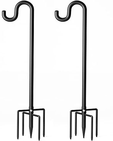 Surprizo 92" Shepherds Hooks for Outdoor, Extra Thick Bird Feeder Pole with 5 Prong Base, Adjustable Shepards Hook for Garden, Weddings, Hanging Plant