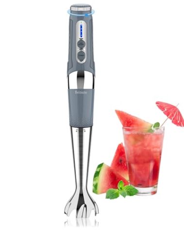 Cordless Hand Blender: Rechargeable Cordless Immersion Blender Handheld, 21-Speed & 3-Angle Adjustable with 304 Stainless Steel Blades for Milkshakes | Smoothies | Soup| Puree | Baby Food (Grey)