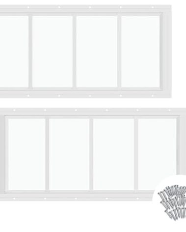 Tandefio 2 Pk 10''x23'' White Flush Mount Shed Window with Tempered Glass Household Windows with Screws for Chicken Coop Sheds Barns