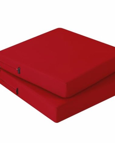 idee-home Outdoor Chair Cushions Set of 2, Waterproof Outdoor Seat Cushions for Patio Furniture, Outside Replacement Chair Pad with Ties for Lawn Deck Porch, 19 x 19 Red