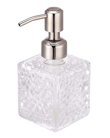 YunNasi Soap Dispenser with Stainless Steel Pump, Clear Crystal Design, Vintage and Elegant, Refillable Liquid Hand Soap Dish Soap Dispensers for Bathroom Counter, Kitchen Sink (Style 3)
