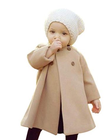 XFGLCK Toddler Baby Girls Coats Cloak Button Jacket Outerwear Fall Winter Clothes (2-3 Years, Khaki)