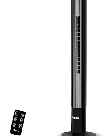 Avamia Tower Fans for Bedroom, 85° Oscillating Bladeless Fans, Standing Fans with Touch LED Display, 12H Timer, Remote, 3 Speeds 3 Modes Max 26ft/s, 43" Cooling Quiet Floor Fan for Home Office