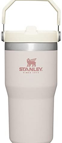 Stanley IceFlow Flip Straw Tumbler with Handle 20 oz | Twist On Lid and Flip Up Straw | Leak Resistant Water Bottle | Insulated Stainless Steel |BPA-Free | Rose Quartz