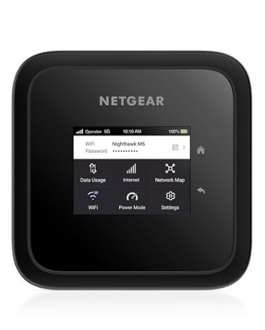 NETGEAR Nighthawk M6 5G Mobile Hotspot, Router with Sim Card Slot, Modem, Portable WiFi Device for Travel, Unlocked with Verizon, AT&T, and T-Mobile, WiFi 6, 2.5Gbps (MR6150)