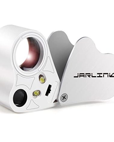 JARLINK 30X 60X Illuminated Jewelers Loupe Magnifier, Foldable Jewelry Magnifier with Bright LED Light for Gems, Jewelry, Coins, Stamps, etc