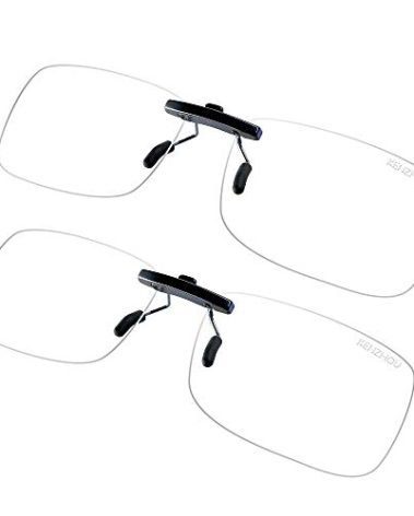 K KENZHOU Clip-on Blue Light Blocking Glasses Unisex 99.9% Anti Blue Ray Computer Glasses 2 Pack (Transparent)