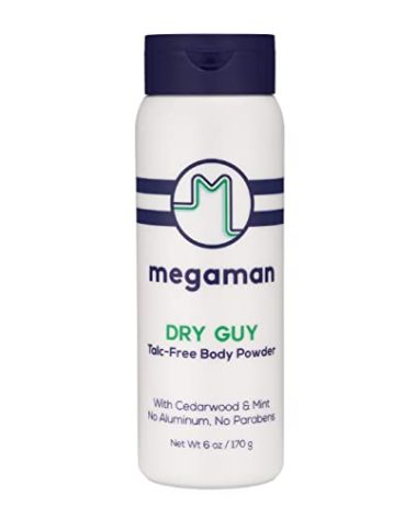 Megaman Sweat Absorbing Body Powder - Dry Guy | Prevents Chafing & Odor | Groin, Body, Feet & More | Talc-Free, All Natural | 6 oz