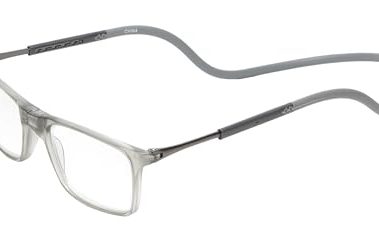 Calabria SP02 Snap Magnetic Reading Glasses +1.25 Crystal Grey Front Connect Adjustable Temples Around Neck Hanging Readers