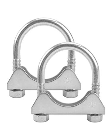 GESEXI 1.25" U-shaped Exhaust Pipe Clamp Mild Steel Muffler Exhaust Clamps with Anti-Rust Coat Pack of 2