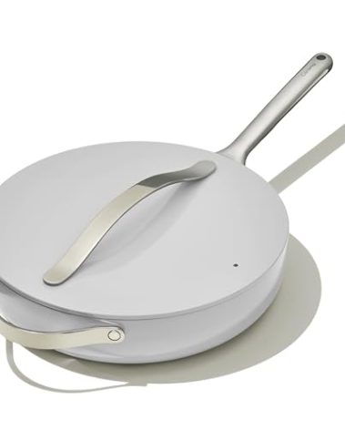 Caraway Nonstick Ceramic Sauté Pan with Lid (4.5 qt, 11.8") - Non Toxic, PTFE & PFOA Free - Oven Safe & Compatible with All Stovetops (Gas, Electric & Induction) - Gray