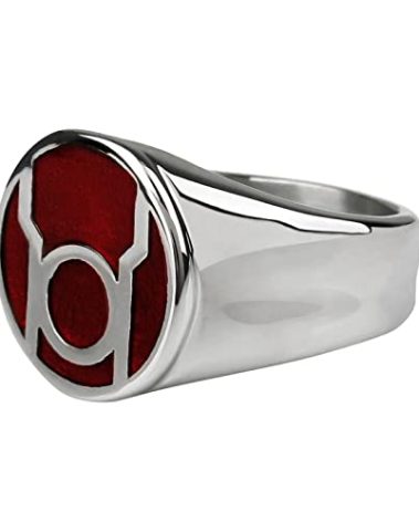 Body Vibe Red Lantern Symbol Stainless Steel Ring (Size 10) Green,Red