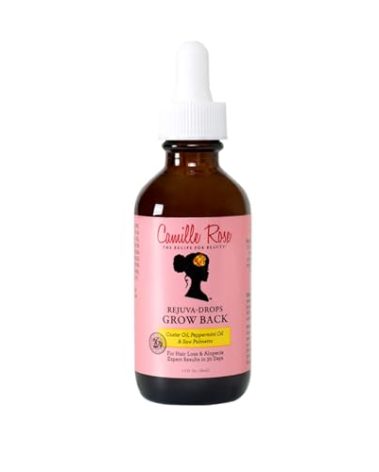 Camille Rose Rejuva Grow Back Drops, with Castor Oil, Peppermint Oil, and Saw Palmetto, for Hair Growth, 1.9 fl oz