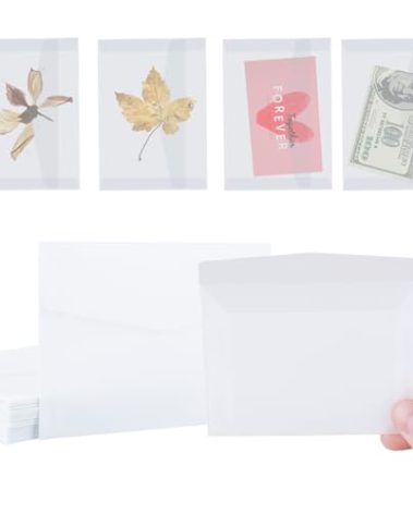100 Pcs Glassine Envelopes, 7x10cm / 3.9 x 2.7 Inches Clear for Seeds, Coin Collecting, Lottery Ticket, Stamp Card - White Translucent Paper Holder With Mini Window
