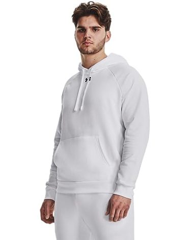 Under Armour Men's Rival Fleece Hoodie, (100) White / / Black, Large
