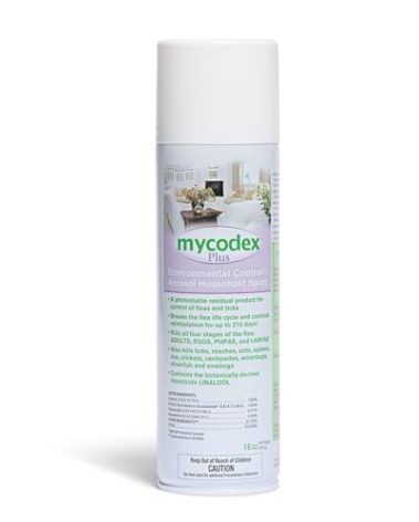 PRN Pharmacal Mycodex Plus Environmental Control Spray - Household Spray - Insecticide - Kills Flea, Ticks, Roaches, Ants, Spiders, Lice, Crickets, Centipedes, Waterbugs, Silverfish & Sowbugs - 16 Oz