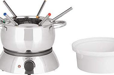 Trudeau 0829020 Alto 3-in-1 Electric Fondue Set for Chocolate and Cheese, 11-Piece with Forks Included, Stainless Steel