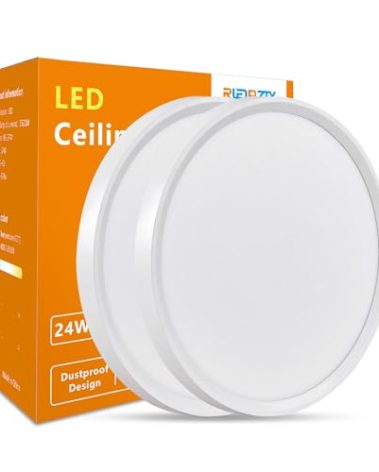 RLEDPZTX Led Flush Mount Ceiling Light,16 Inch 32w 3480lm,3000k/4000k/6000k 3CCT Selectable, Round Modern Flat Panel Super Slim Led Ceiling Light,for Living Dining Kitchen Bedroom Room (2Pack-White)