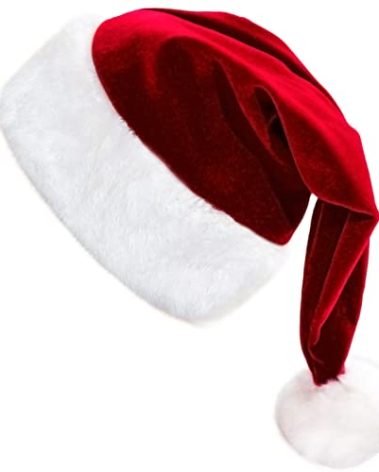 PrettyQueen Wine Red Santa Hat for Adults Christmas Santa Claus Hat Velvet Comfort