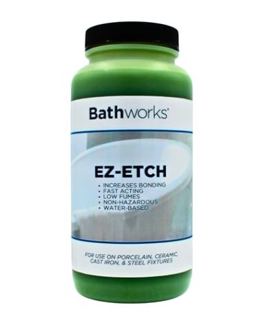 Bathworks EZ Etch Etching Paste; 16oz; Tub, Tile, Wall Surround, Sink, Porcelain, Ceramic, Glass Fixtures; Increase Bonding; Low Fumes; Fast Acting