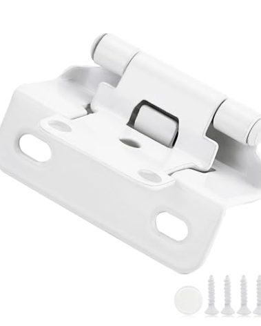 30 Pack 15 Pair White Cabinet Hinges - 1/2 inch Overlay Partial Wrap Around Door Hinges for Face Frame, Self Closing White Face Mount Cupboard Hardware