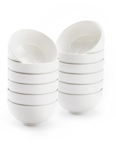 AntoKueh White 4.5in Small Ceramic Bowls 12 OZ, Cereal Bowls Set of 12 for Dessert, Rice, Family dressfamily gatherings, hosting dinner parties, bone china