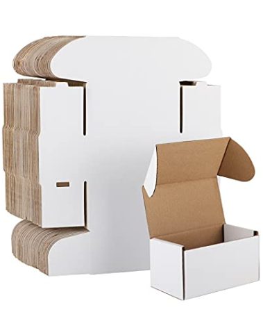 HORLIMER Shipping Boxes Set of 50, Small Corrugated Cardboard Box Literature Mailer, (White, 4.6" x 2.2" x 2.2")