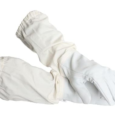 FOREST BEEKEEPING SUPPLY - Goatskin Leather Beekeeper's Glove with Long Canvas Sleeve & Elastic Cuff.(Medium)